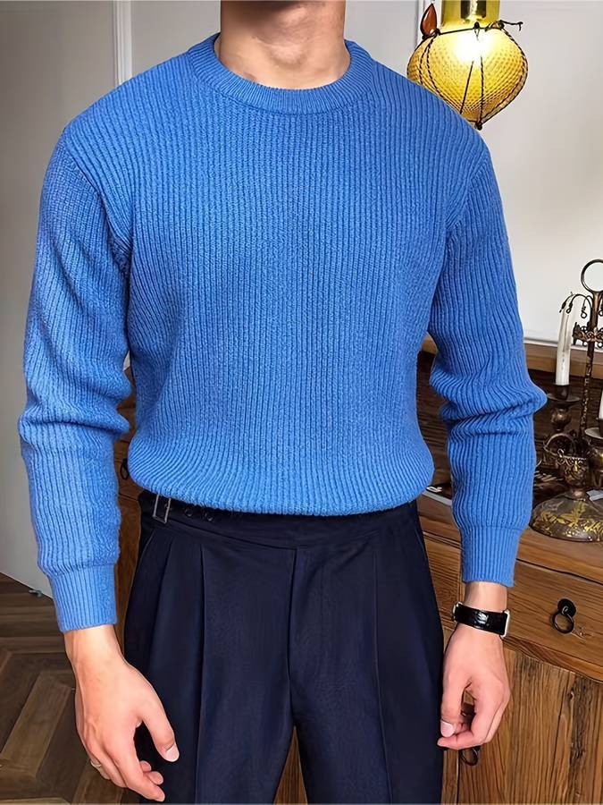 Knitted Jumper - Warm - Rib Knit - Knitted Sweater - Men's Knitwear-Sweaters-Chaps London-Chaps London