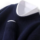 Knitted Jumper - Warm Round Neck Men's Pullover-Trui man-Chaps London-Dark Blue-S-Chaps London