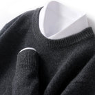 Knitted Jumper - Warm Round Neck Men's Pullover-Trui man-Chaps London-Dark Gray-S-Chaps London