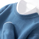 Knitted Jumper - Warm Round Neck Men's Pullover-Trui man-Chaps London-Light Blue-S-Chaps London