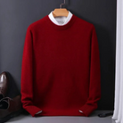 Knitted Sweater - Men's Plain Crew Neck Knitted Jumper for Winter-Men's Sweater-Chaps London-Wine Red-M-Chaps London