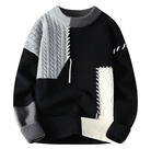 Knitted Sweater - Patchwork - Loose Fit - Pullover Sweater - Men's Knitted Jumper-Men's Long Sleeves-Chaps London-Black-S-Chaps London