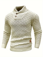 Knitted Sweater | Roll Neck | Chunky | Knitted Jumper | Men's Clothing-Men's Knitted Sweater-Chaps London-Beige-S-Chaps London