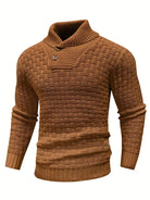 Knitted Sweater | Roll Neck | Chunky | Knitted Jumper | Men's Clothing-Men's Knitted Sweater-Chaps London-Brown-S-Chaps London
