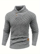 Knitted Sweater | Roll Neck | Chunky | Knitted Jumper | Men's Clothing-Men's Knitted Sweater-Chaps London-Gray-S-Chaps London