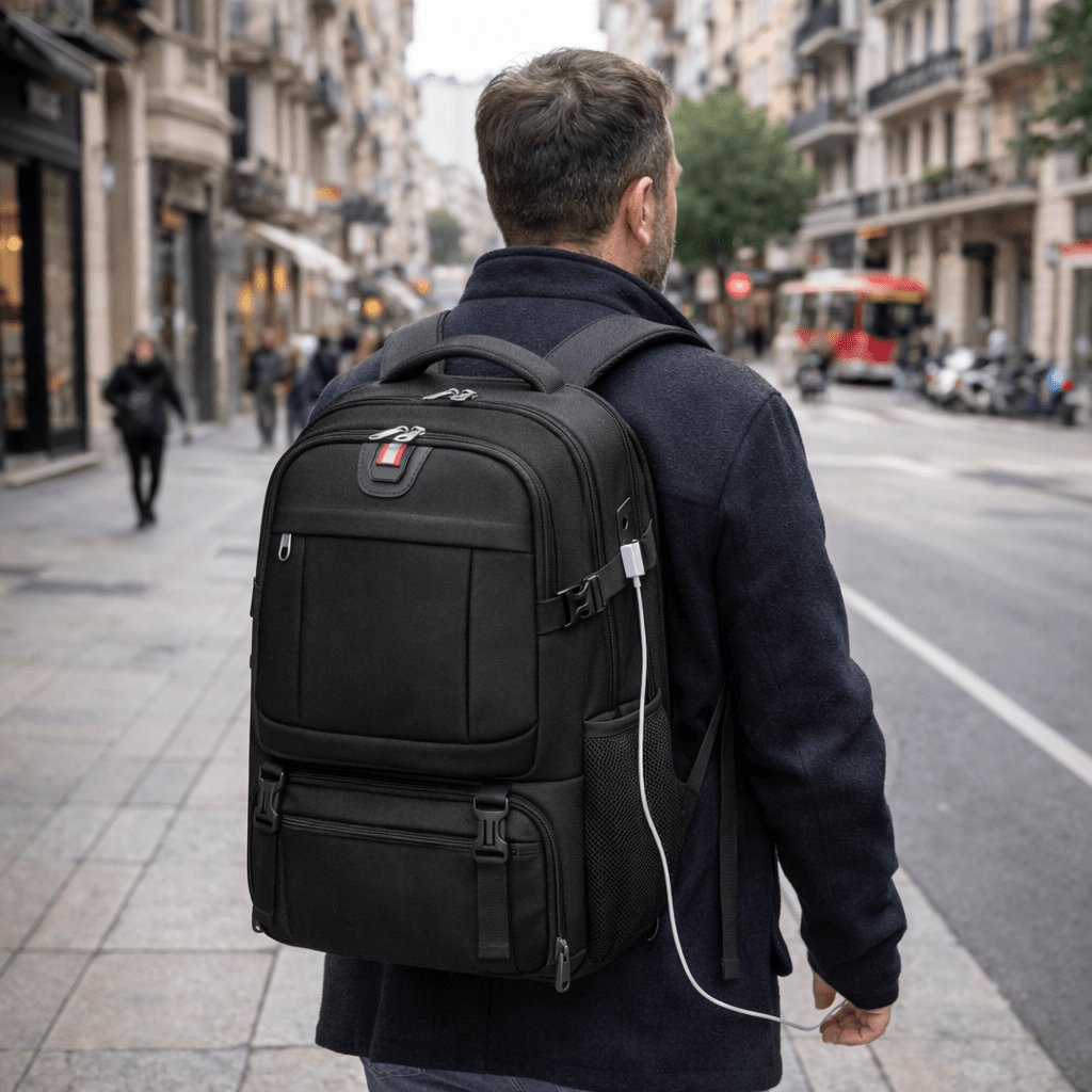 Laptop Travel Rucksack | Insulated Food Compartment | USB Port | 50L-Backpack-Chaps London-Chaps London