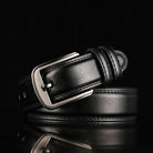 Leather Belt - Men's Brushed Buckle Dual Loop-Men's Belt-Chaps London-Black-S-Chaps London