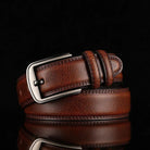 Leather Belt - Men's Brushed Buckle Dual Loop-Men's Belt-Chaps London-Brown-S-Chaps London