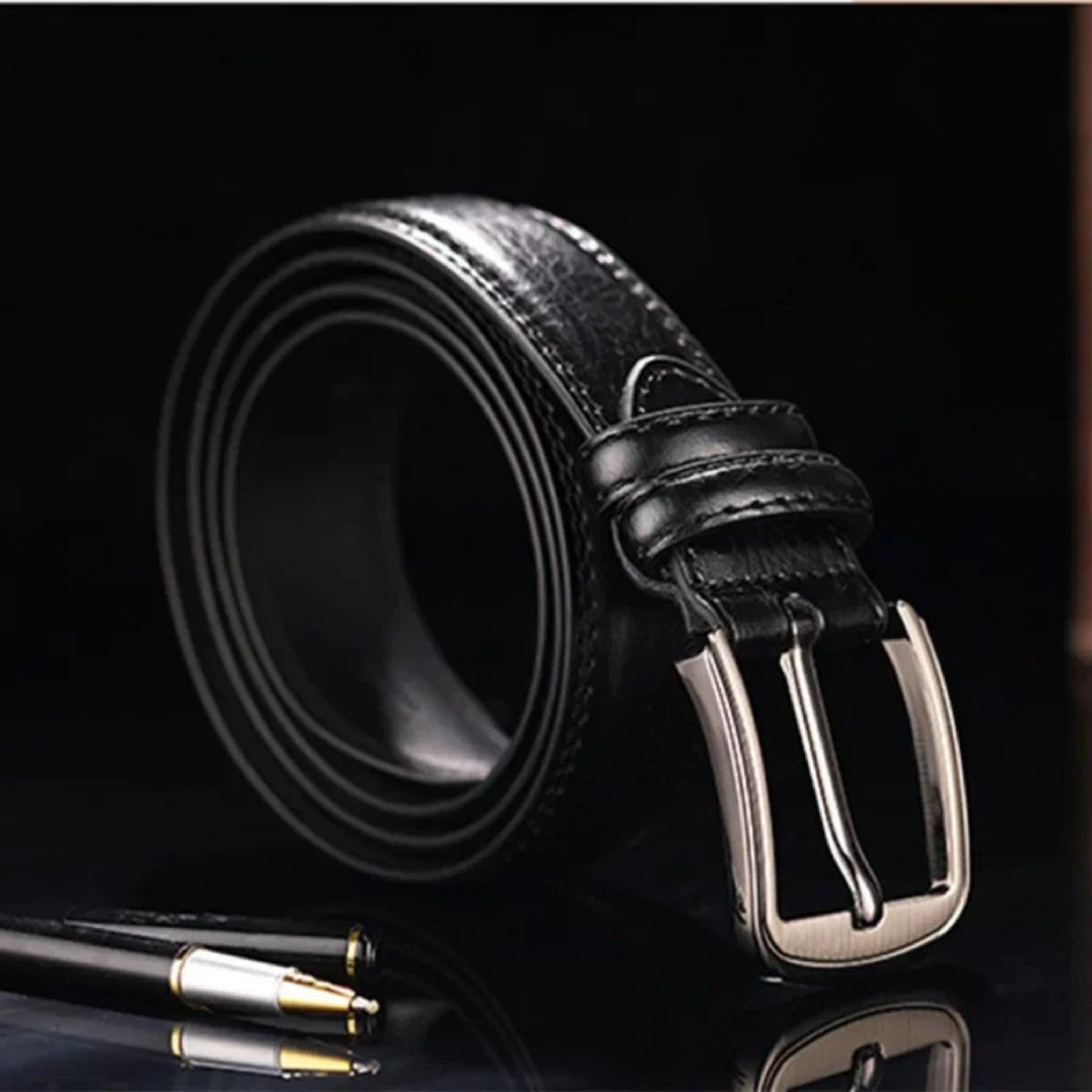 Leather Belt - Men's Brushed Buckle Dual Loop-Men's Belt-Chaps London-Chaps London