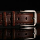 Leather Belt - Men's Brushed Buckle Dual Loop-Men's Belt-Chaps London-Chaps London