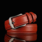 Leather Belt - Men's Brushed Buckle Dual Loop-Men's Belt-Chaps London-Red-S-Chaps London