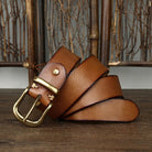 Leather Belt - Men's Full Grain Antique Brass Buckle-Men's Belt-Chaps London-Chaps London