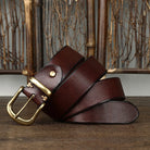 Leather Belt - Men's Full Grain Antique Brass Buckle-Men's Belt-Chaps London-Chaps London