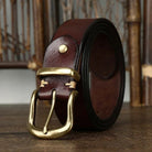 Leather Belt - Men's Full Grain Antique Brass Buckle-Men's Belt-Chaps London-Chaps London