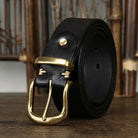 Leather Belt - Men's Full Grain Antique Brass Buckle-Men's Belt-Chaps London-Chaps London
