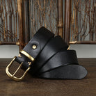 Leather Belt - Men's Full Grain Antique Brass Buckle-Men's Belt-Chaps London-Chaps London