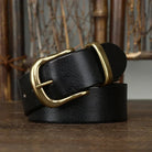 Leather Belt - Men's Full Grain Antique Brass Buckle-Men's Belt-Chaps London-Onyx Black-30-32-Chaps London