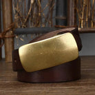 Leather Belt - Men's Full Grain Brass Plate Buckle-Men's Belt-Chaps London-Chaps London