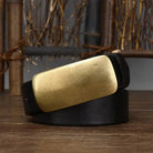 Leather Belt - Men's Full Grain Brass Plate Buckle-Men's Belt-Chaps London-Chaps London