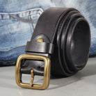 Leather Belt - Men's Hand Dyed Brass Buckle-Men's Belt-Chaps London-Black-38"-Chaps London
