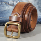 Leather Belt - Men's Hand Dyed Brass Buckle-Men's Belt-Chaps London-Chaps London