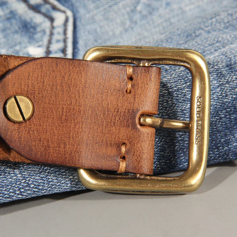 Leather Belt - Men's Hand Dyed Brass Buckle-Men's Belt-Chaps London-Chaps London