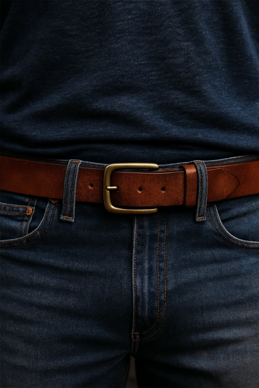 Leather Belt - Men's Hand Dyed Brass Buckle-Men's Belt-Chaps London-Chaps London