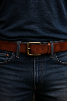 Leather Belt - Men's Hand Dyed Brass Buckle-Men's Belt-Chaps London-Chaps London