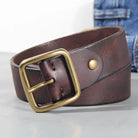 Leather Belt - Men's Hand Dyed Brass Buckle-Men's Belt-Chaps London-Dark Brown-38"-Chaps London