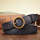 Leather Belt - Men's Round Buckle Distressed Vintage-Men's Belt-Chaps London-Chaps London