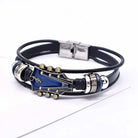 Leather Bracelet - Men's Guitar String Design Adjustable-Bracelet-Chaps London-Blue-Chaps London
