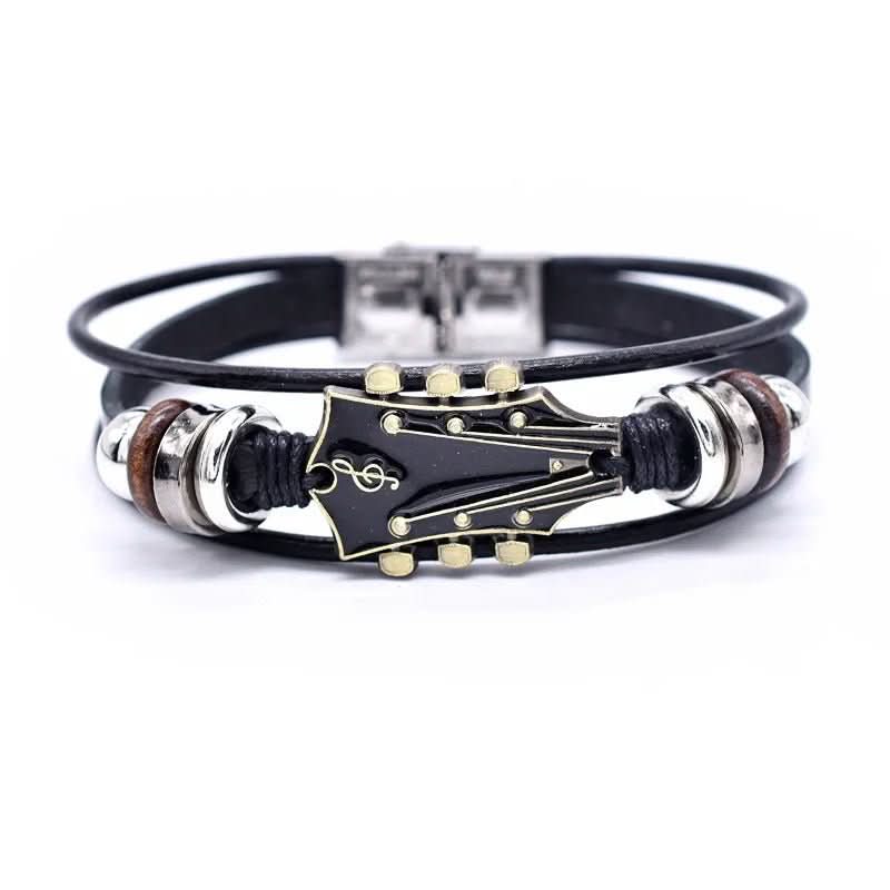 Leather Bracelet - Men's Guitar String Design Adjustable-Bracelet-Chaps London-Chaps London