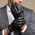 Leather Gloves - Men's Sheepskin Wool Lined Touchscreen-Men's Gloves-Chaps London-Black-M-Chaps London