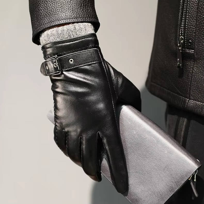 Leather Gloves - Men's Sheepskin Wool Lined Touchscreen-Men's Gloves-Chaps London-Chaps London