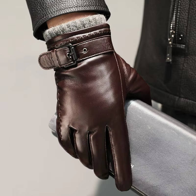 Leather Gloves - Men's Sheepskin Wool Lined Touchscreen-Men's Gloves-Chaps London-Chaps London