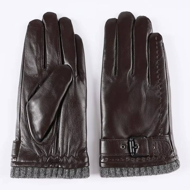 Leather Gloves - Men's Sheepskin Wool Lined Touchscreen-Men's Gloves-Chaps London-Chaps London