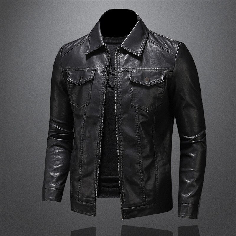 Leather Jacket - Men's Black Vegan Leatherette Jacket-Men's Leather Jacket-Chaps London-Chaps London