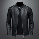 Leather Jacket - Men's Zip-Up Moto Biker Jacket-Coats & Jackets-Chaps London-Black-M-Chaps London