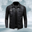 Leather Jacket - Men's stretch leather zipper jacket-Coats & Jackets-Chaps London-Black-M-Chaps London