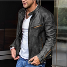 Leather Jacket - Vintage Zip Up Men's Biker Jacket-Jassen_M-Chaps London-Black-XS-Chaps London