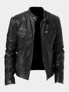 Leather Jacket | Zip-Up | Regular Fit | Biker Jacket | Men's Leather Jacket -Men’s Leather Jacket-Chaps London-Black-S-Chaps London
