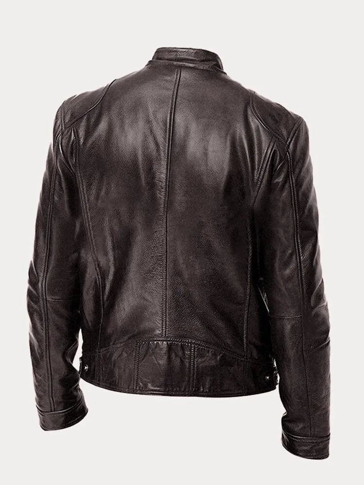 Leather Jacket | Zip-Up | Regular Fit | Biker Jacket | Men's Leather Jacket -Men’s Leather Jacket-Chaps London-Chaps London
