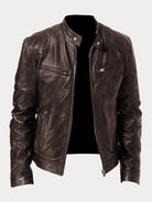 Leather Jacket | Zip-Up | Regular Fit | Biker Jacket | Men's Leather Jacket -Men’s Leather Jacket-Chaps London-Dark Brown-S-Chaps London