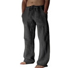 Linen Pants - Loose Fit - Drawstring - Summer Pants - Men's Trousers-Trousers-Chaps London-Black-4XL-Chaps London