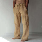 Linen Pants - Loose Fit - Drawstring - Summer Pants - Men's Trousers-Trousers-Chaps London-Khaki-S-Chaps London