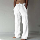 Linen Pants - Loose Fit - Drawstring - Summer Pants - Men's Trousers-Trousers-Chaps London-White-S-Chaps London
