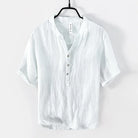 Linen Shirt - Button-Up - Lightweight - Short Sleeve Shirt - Men's Shirts-Shirts-Chaps London-White-M-Chaps London