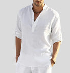 Linen Shirt - Cotton - Half-button - Men's Shirt - Linen Clothing For Men-Shirts-Chaps London-White-XS-Chaps London