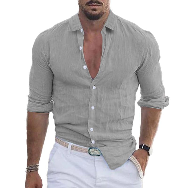 Linen Shirt - Long Sleeve - Lightweight - Button-Up Shirt - Men's Shirts-Men's Top-Chaps London-Chaps London