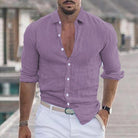 Linen Shirt - Long Sleeve - Lightweight - Button-Up Shirt - Men's Shirts-Men's Top-Chaps London-Purple-S-Chaps London